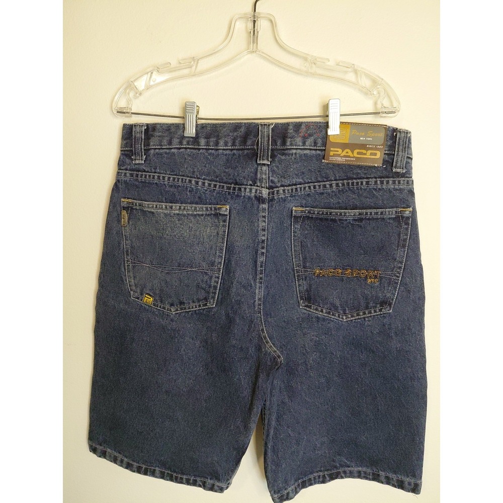 VTG 90s Paco Sports‎ Premium Blue Jean Shorts Original Basic Sz 34  Straight Y2K